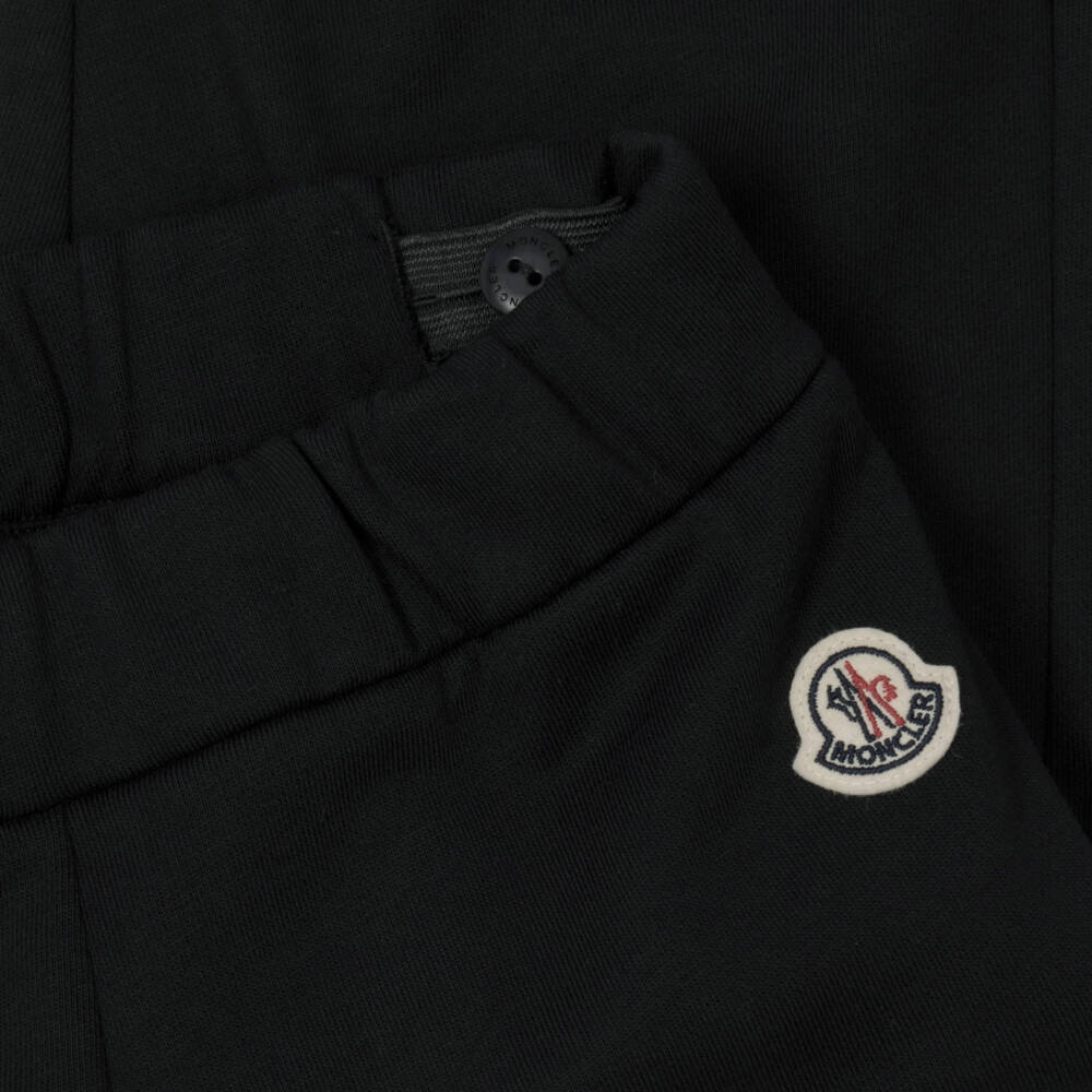 Moncler Enfant-Boys Black Cotton Joggers with Embroidered Logo | Childrensalon