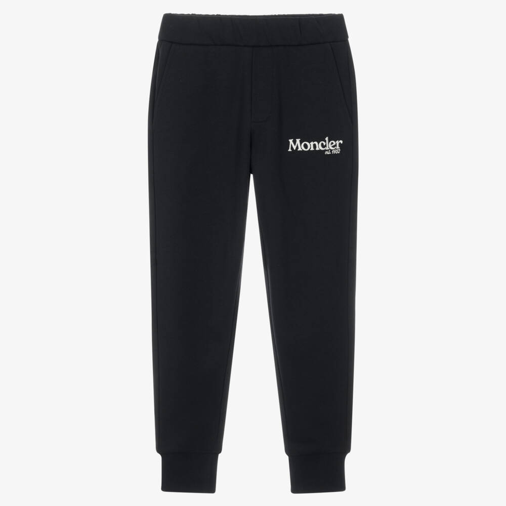 Moncler Enfant-Boys Black Cotton Joggers with Embroidered Logo  | Childrensalon