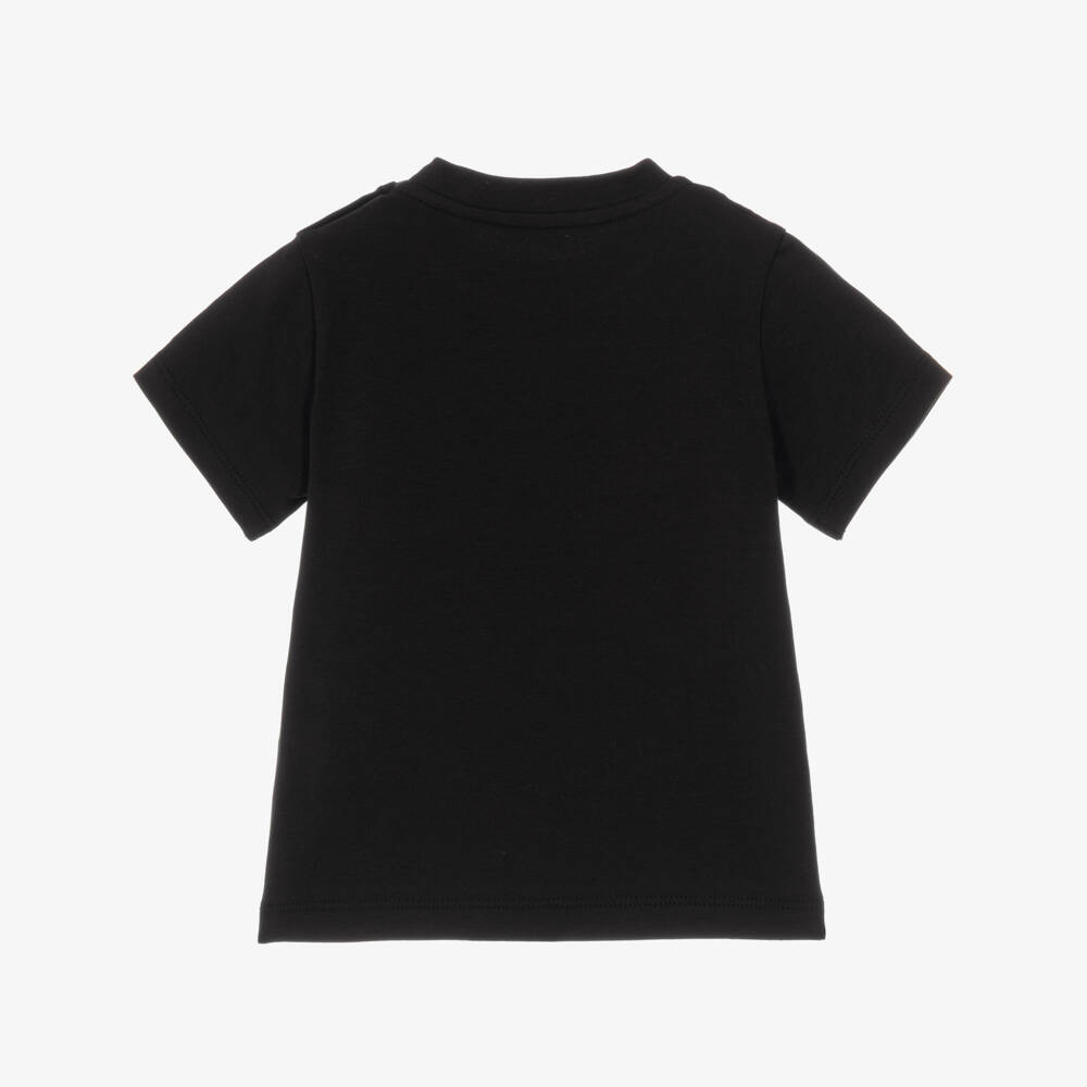 Moncler Enfant-Boys Black Cotton T-Shirt with Logo Print | Childrensalon