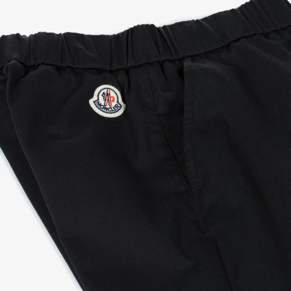 Moncler Enfant-Черные брюки из хлопкового твила для мальчиков | Childrensalon