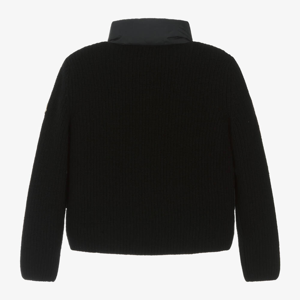Moncler Enfant-Boys Black Down Padded Wool Zip-Up Top | Childrensalon