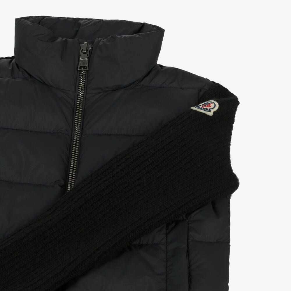 Moncler Enfant-Boys Black Down Padded Wool Zip-Up Top | Childrensalon