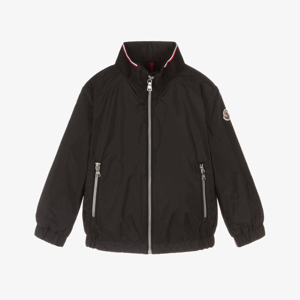 Moncler Enfant-Boys Black Hilmi Jacket with Tricolour Trim | Childrensalon