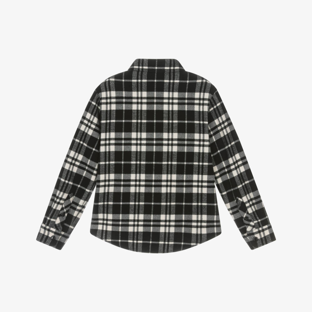 Moncler Enfant-Рубашка хлопковая черно-белая в клетку для мальчиков | Childrensalon