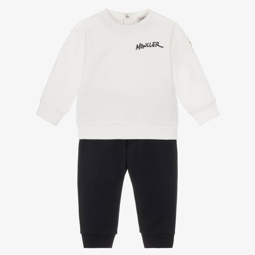 Moncler Enfant-Boys Black & White Cotton Jersey Tracksuit | Childrensalon