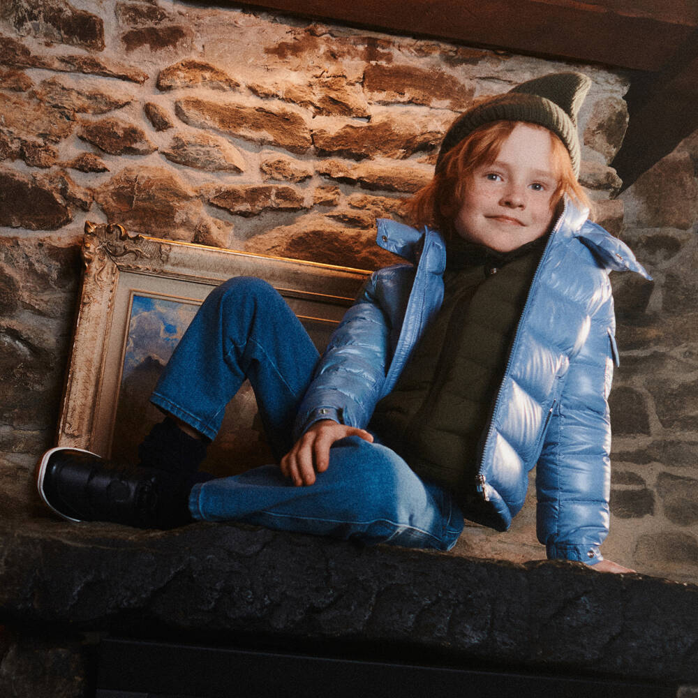Moncler Enfant-Boys Blue Alaxios Short Down Jacket | Childrensalon