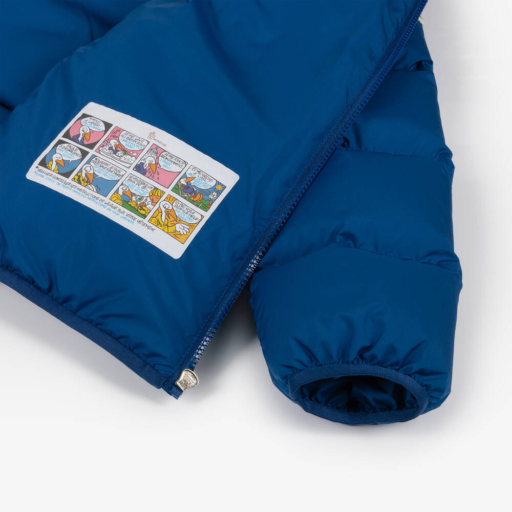 Moncler Enfant-جاكيت منفوخ بهودي لون أزرق رويال للأولاد | Childrensalon