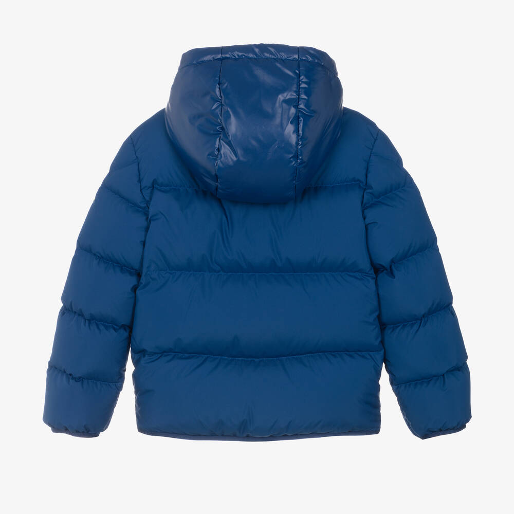 Moncler Enfant-جاكيت منفوخ بهودي لون أزرق رويال للأولاد | Childrensalon