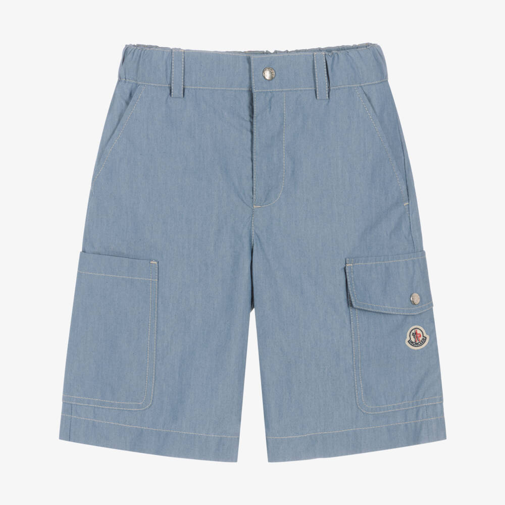 Moncler Enfant-Boys Blue Bermuda Shorts with Cargo Pockets | Childrensalon