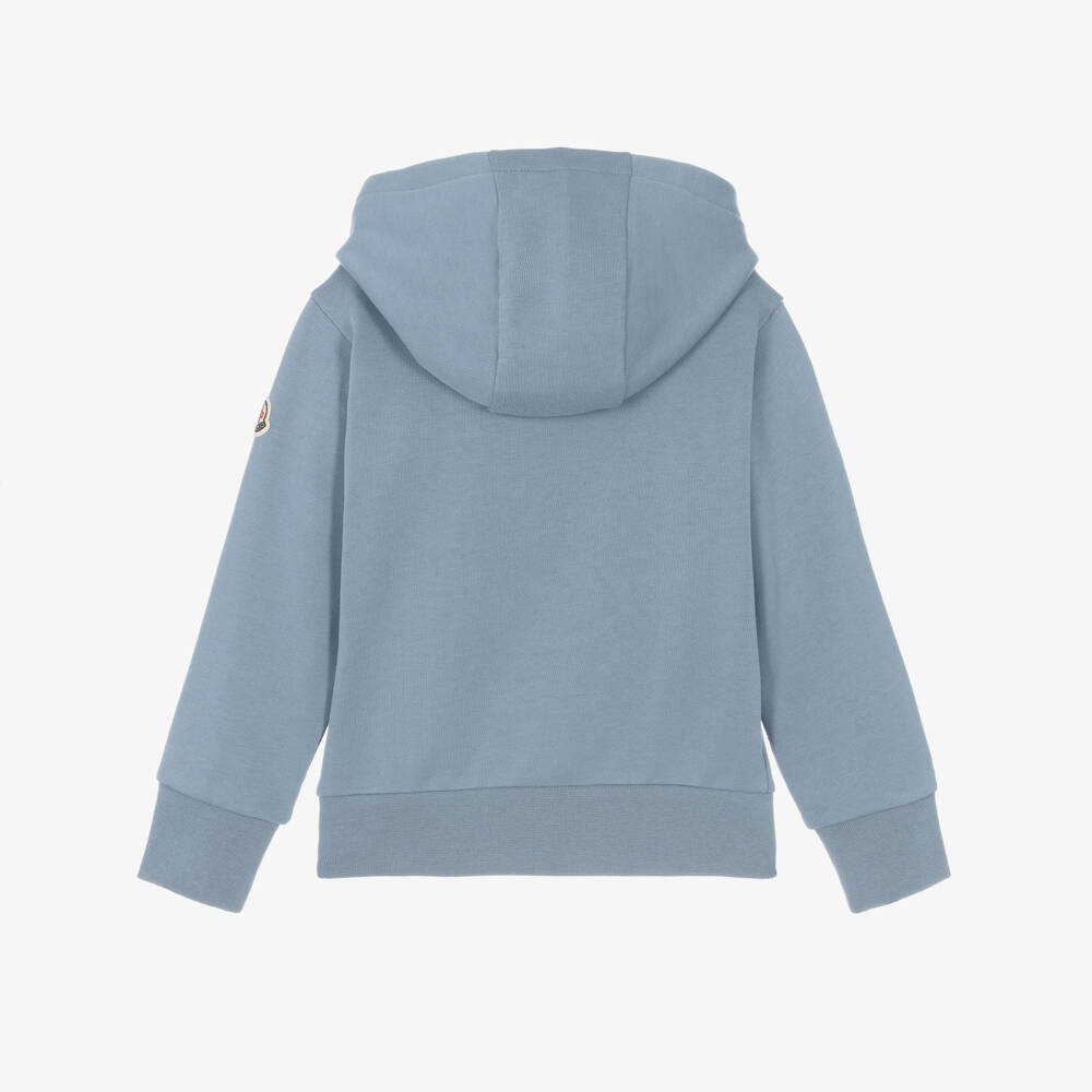 Moncler Enfant-Boys Blue Cotton Hoodie with Embroidered Logo | Childrensalon