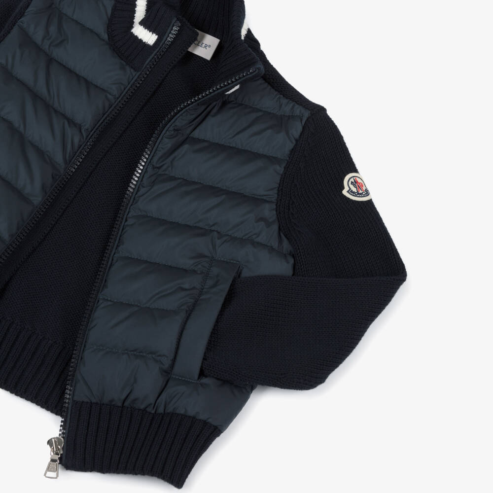 Moncler Enfant-توب بسحاب قطن مقلم لون كحلي للأولاد | Childrensalon