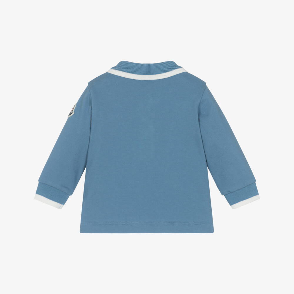 Moncler Enfant-Boys Blue Cotton Piqué Bear Logo Polo Shirt | Childrensalon