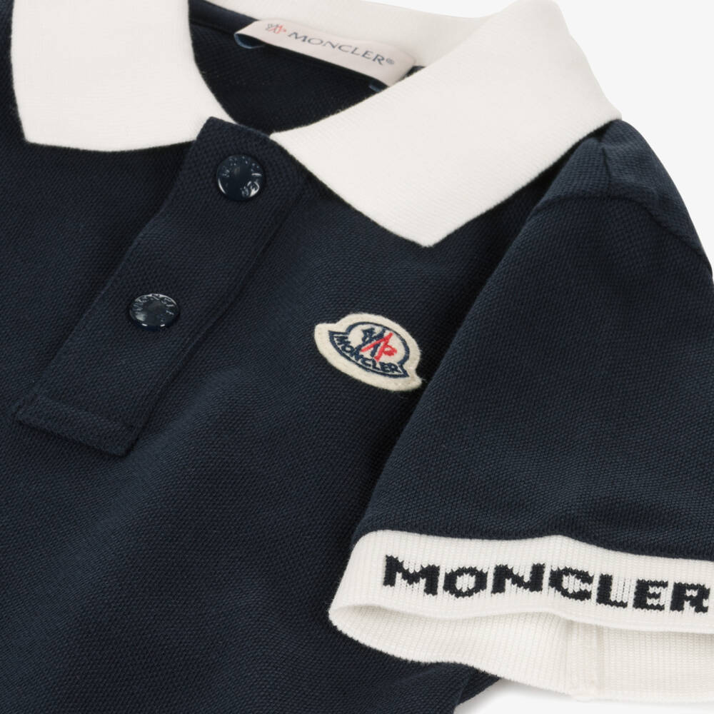 Moncler Enfant-Boys Blue Cotton Polo Shirt | Childrensalon