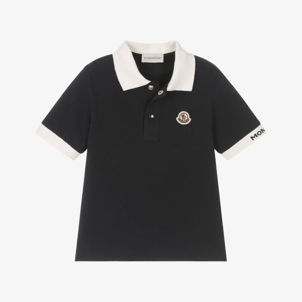 Moncler Enfant-Boys Blue Cotton Polo Shirt | Childrensalon
