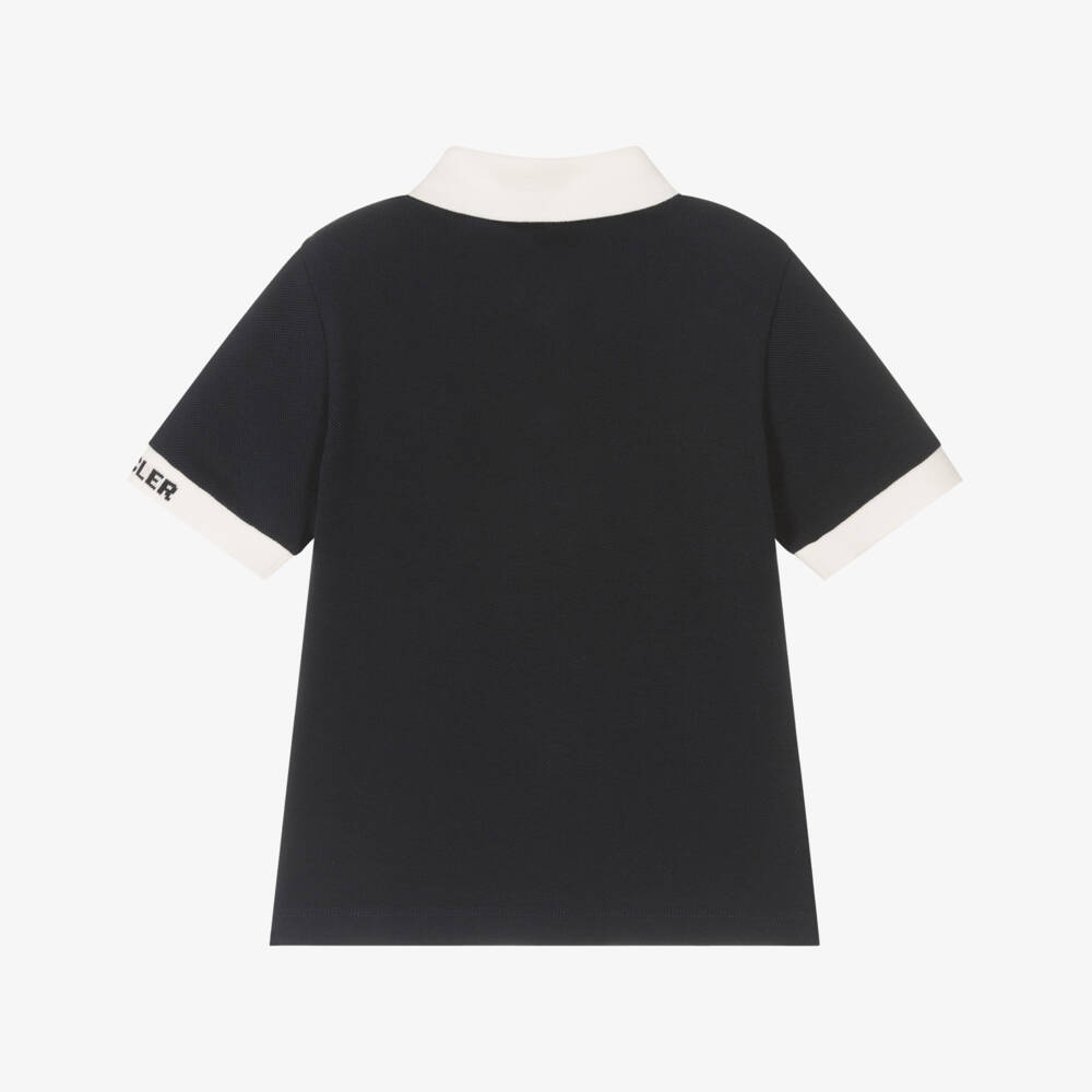Moncler Enfant-Boys Blue Cotton Polo Shirt | Childrensalon