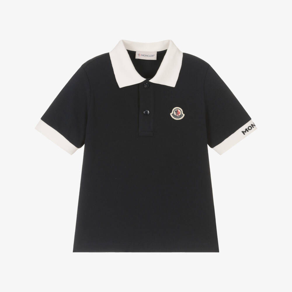 Moncler Enfant-Boys Blue Cotton Polo Shirt | Childrensalon
