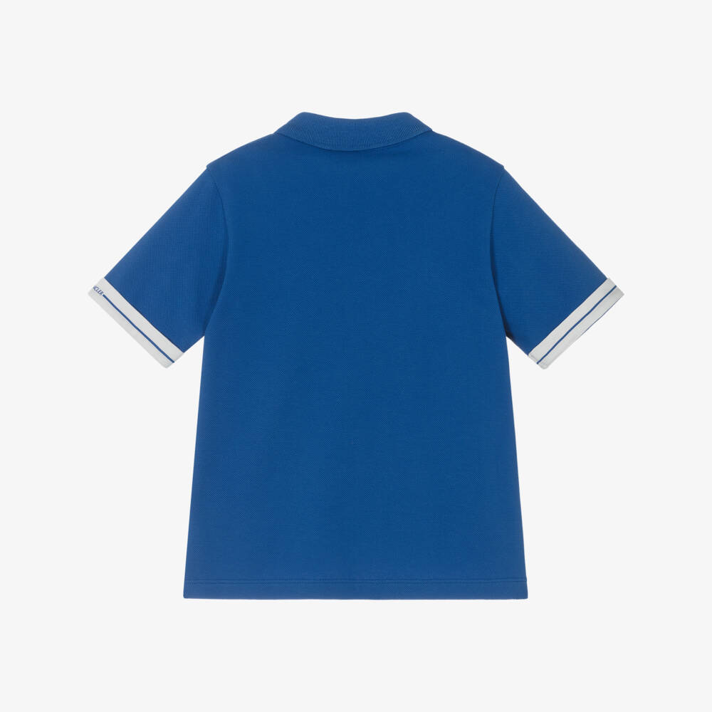 Moncler Enfant-Boys Blue Cotton Polo Shirt | Childrensalon