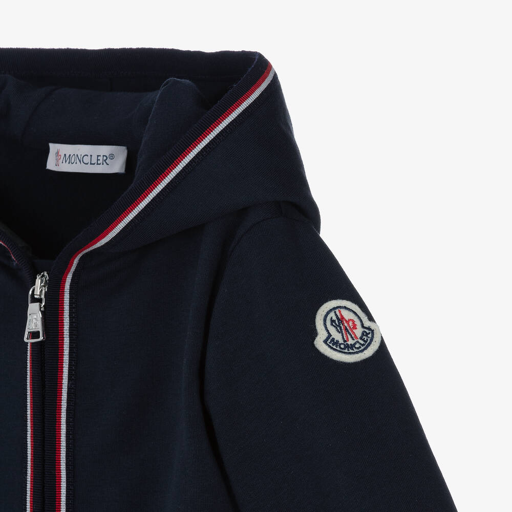 Moncler Enfant-بدلة رياضية بسحاب قطن لون كحلي للأولاد | Childrensalon