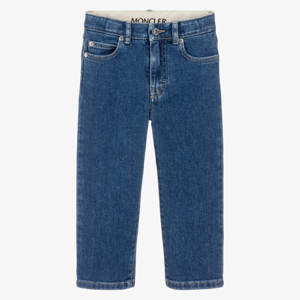 Moncler Enfant-Boys Blue Denim Straight Fit Jeans | Childrensalon