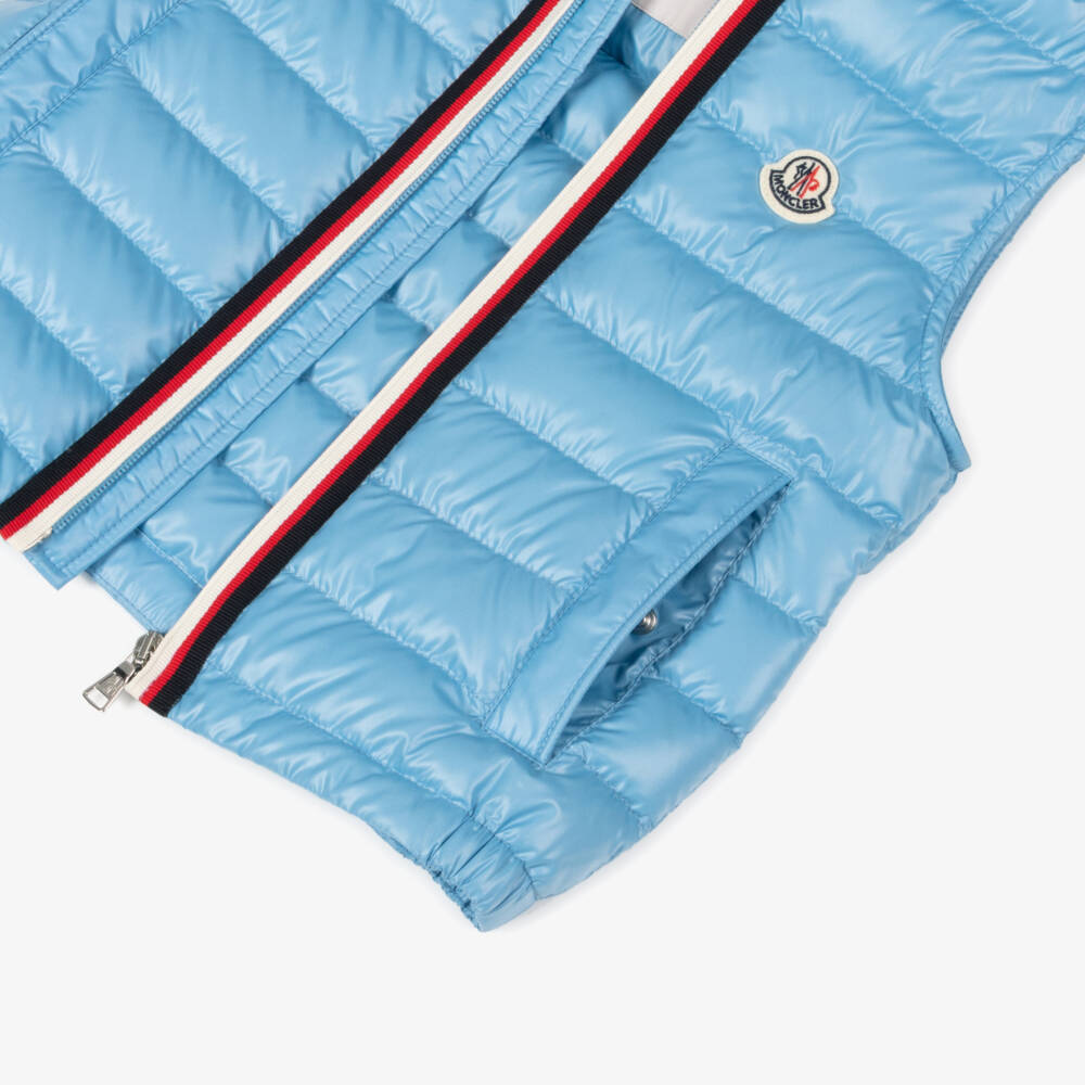 Moncler Enfant-جيليه بهودي مبطن بريش لون أزرق للأولاد | Childrensalon