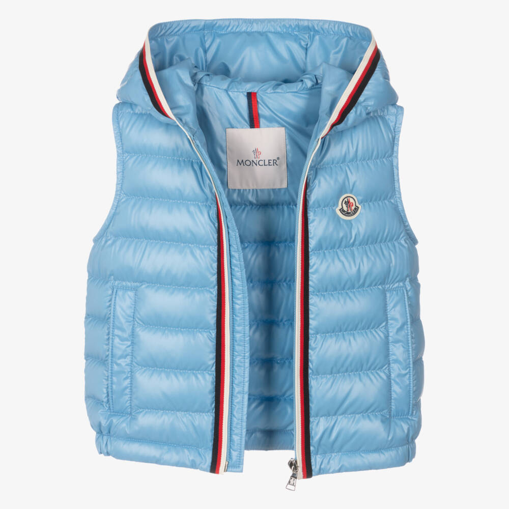 Moncler Enfant-جيليه بهودي مبطن بريش لون أزرق للأولاد | Childrensalon