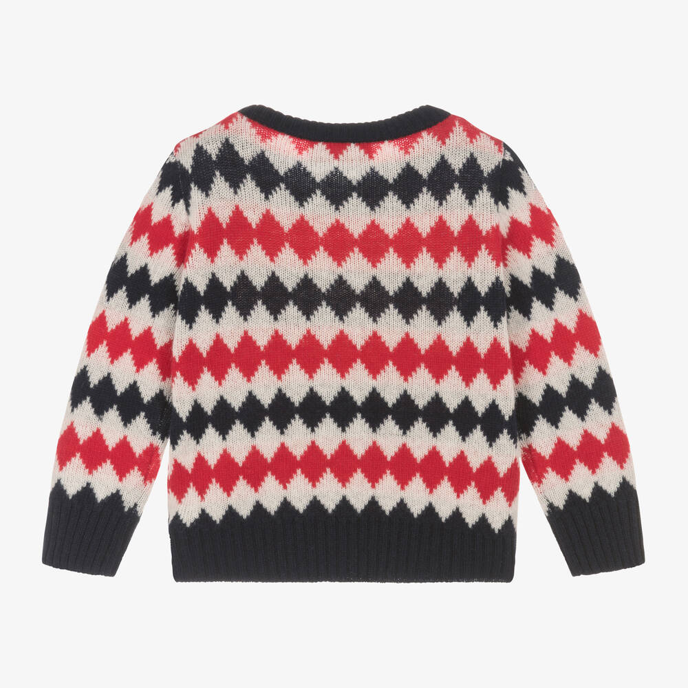Moncler Enfant-Boys Blue & Red Wool Knit Sweater | Childrensalon