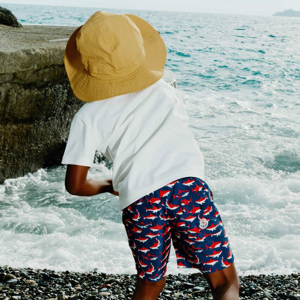 Moncler Enfant - Boys Blue Shark Print Swim Shorts