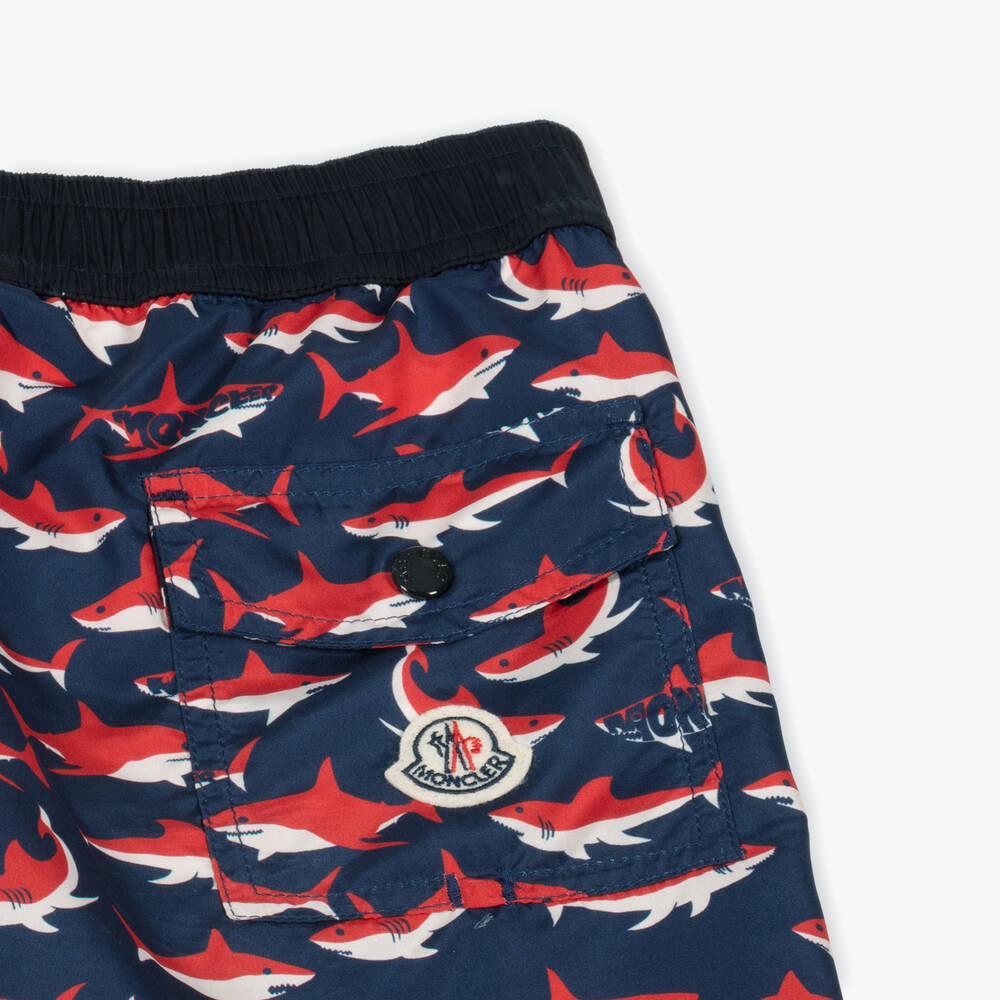 Moncler Enfant-Boys Blue Shark Print Swim Shorts | Childrensalon
