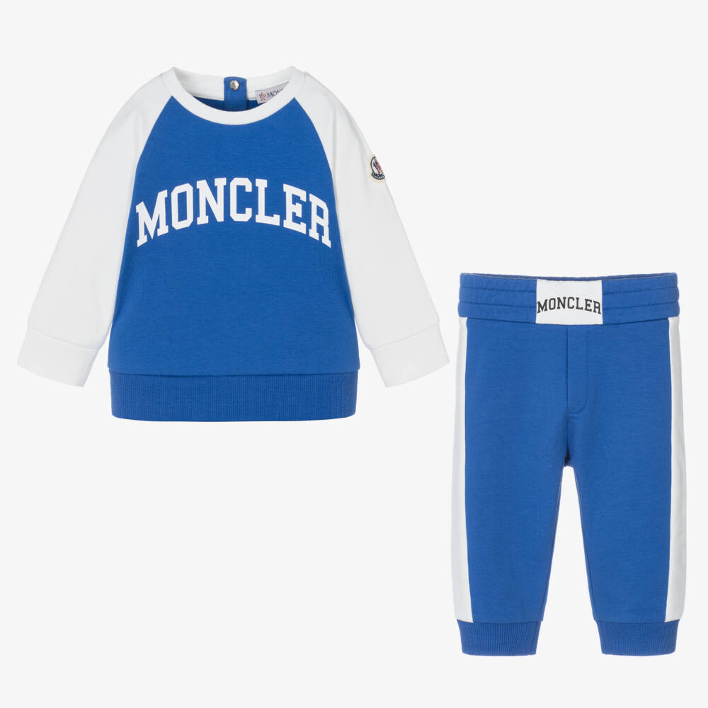 Moncler Enfant-Boys Blue & White Cotton Tracksuit | Childrensalon