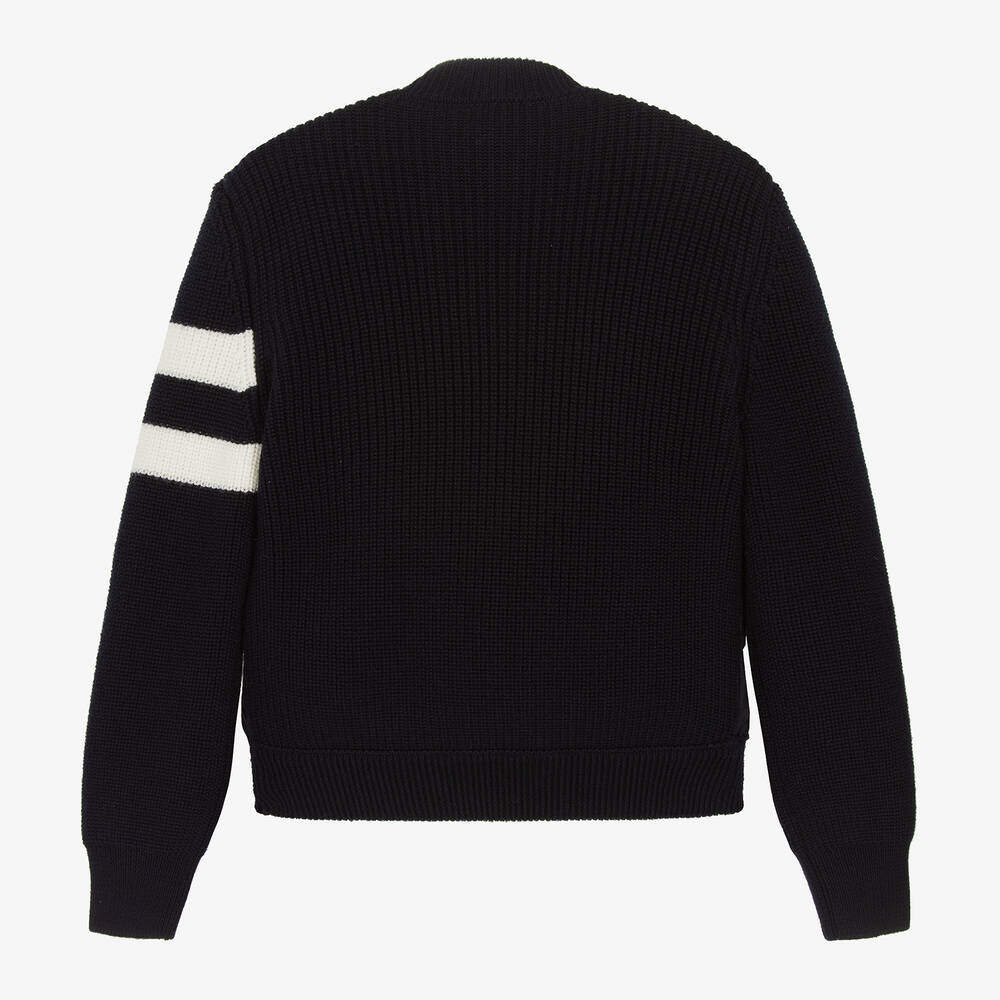 Moncler Enfant-توب بسحاب مبطن وصوف محبوك لون كحلي للأولاد | Childrensalon