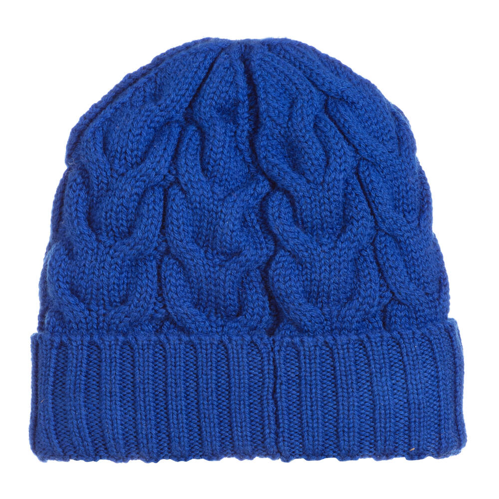 Moncler Enfant-Boys Blue Wool Knit Hat | Childrensalon