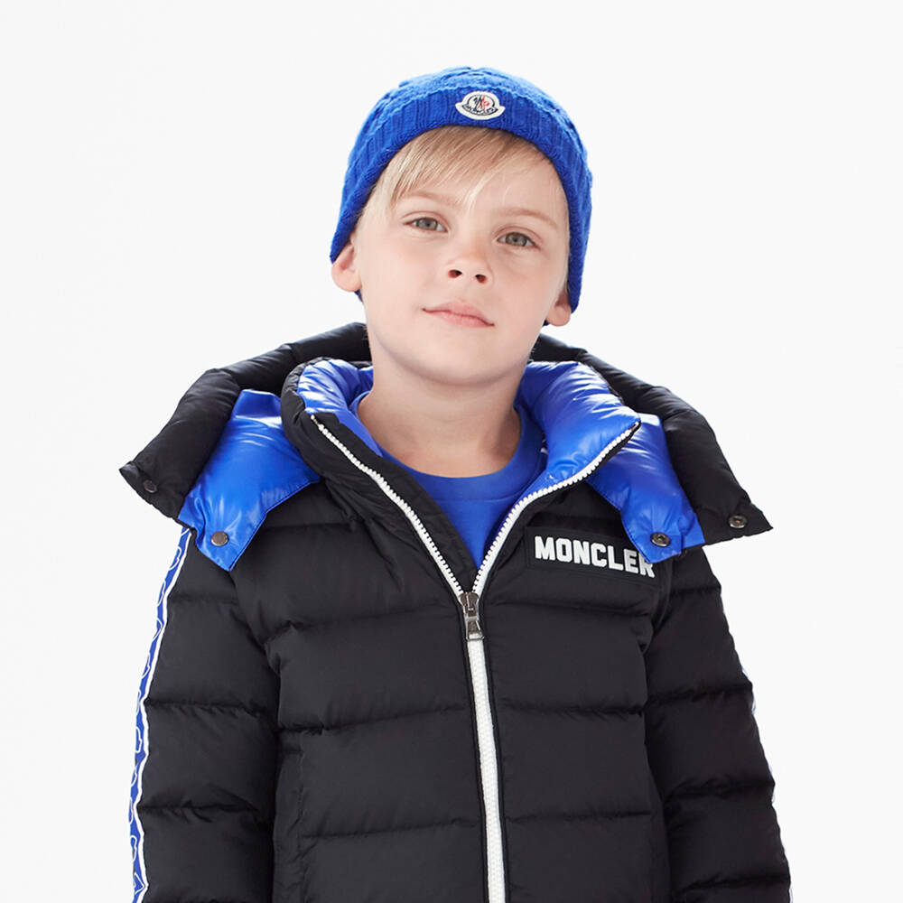 Moncler Enfant-Boys Blue Wool Knit Hat | Childrensalon