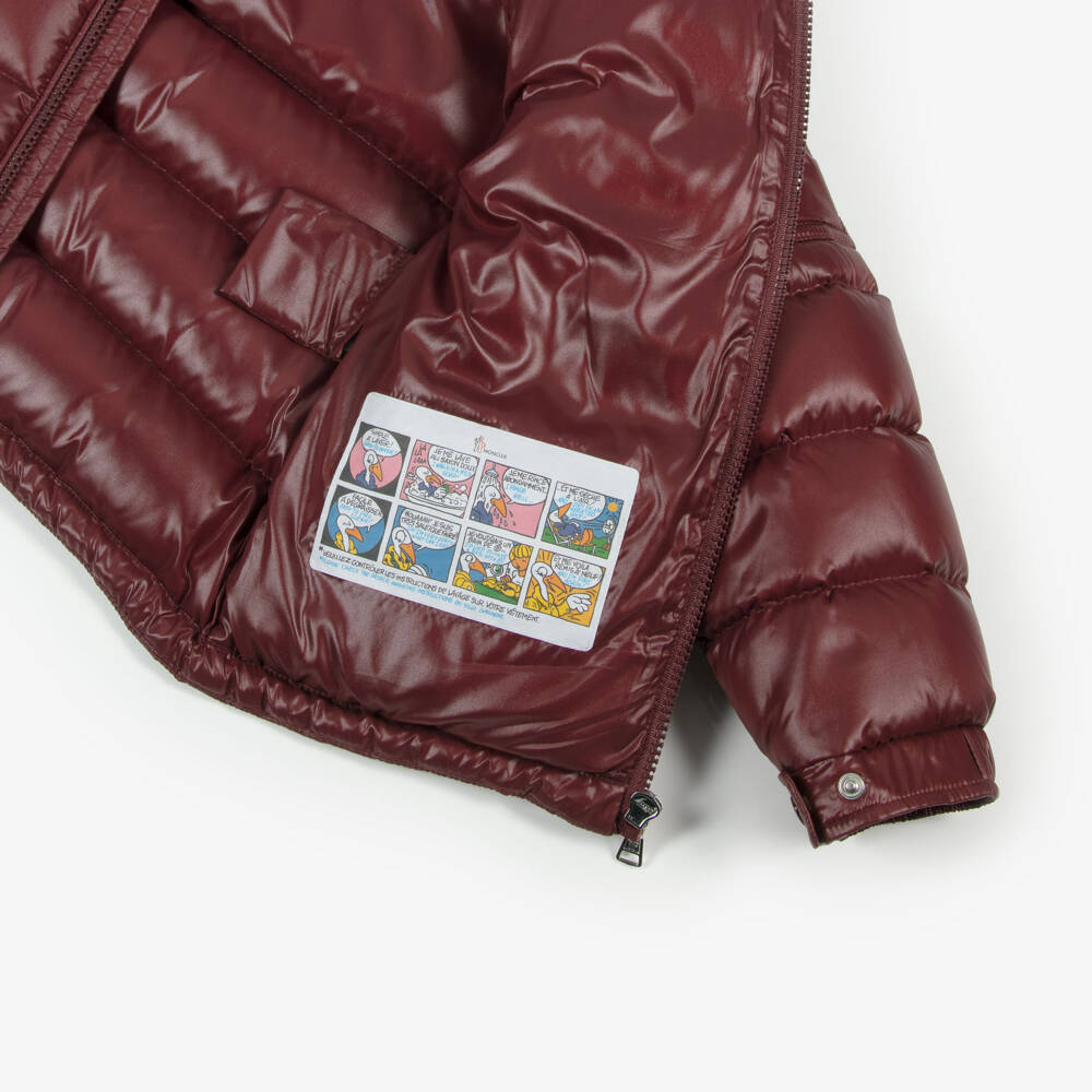 Moncler Enfant-Boys Burgundy Red Maya Hooded Down Jacket | Childrensalon