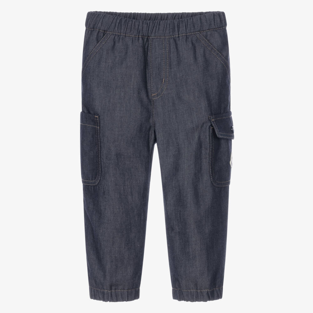 Moncler Enfant-Boys Dark Blue Chambray Trousers | Childrensalon