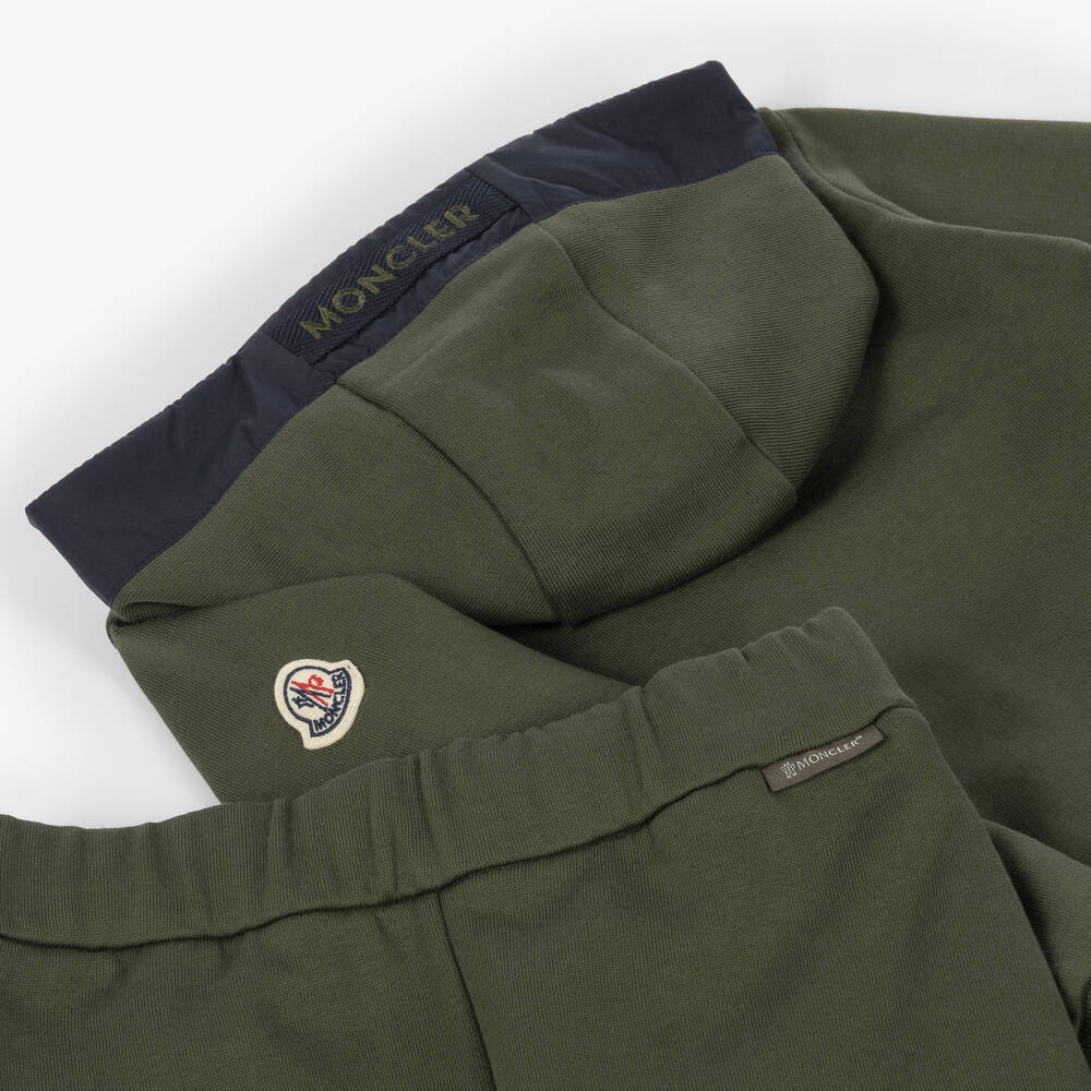 Moncler Enfant-Boys Dark Green Cotton Jersey Tracksuit | Childrensalon