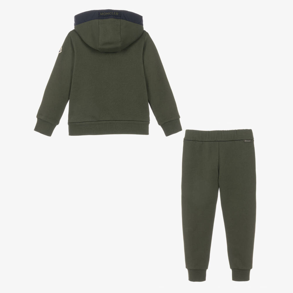 Moncler Enfant-Boys Dark Green Cotton Jersey Tracksuit | Childrensalon