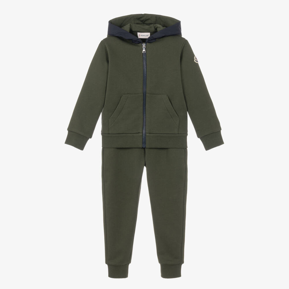 Moncler Enfant-Boys Dark Green Cotton Jersey Tracksuit | Childrensalon