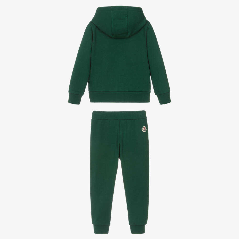 Moncler Enfant-بدلة رياضية قطن بشعار الماركة لون أخضر داكن للأولاد | Childrensalon