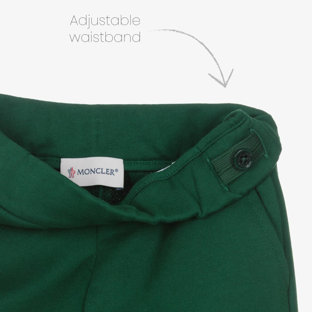 Moncler Enfant-بدلة رياضية قطن بشعار الماركة لون أخضر داكن للأولاد | Childrensalon