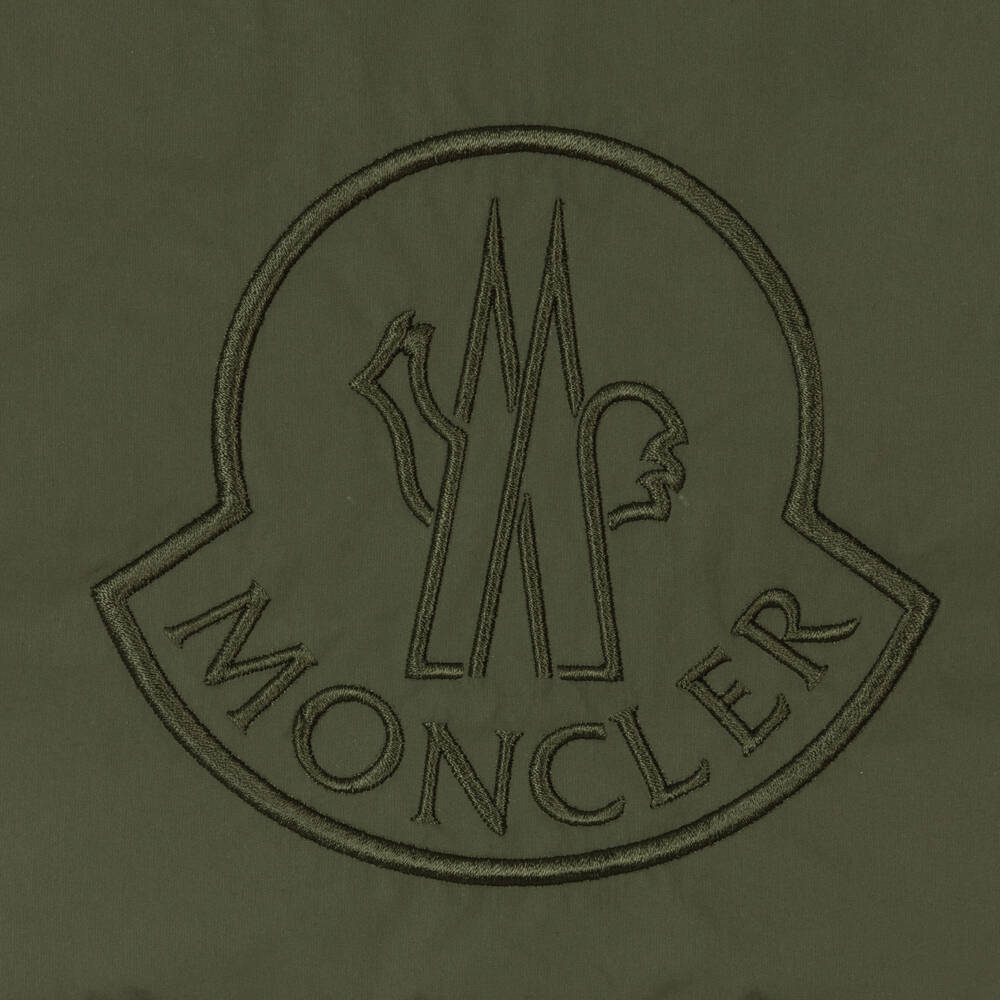 Moncler Enfant-جاكيت بافر لون أخضر كاكي مبطن بريش للأولاد | Childrensalon