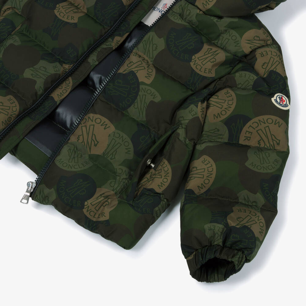 Moncler Enfant-Boys Green 'Escer' Camouflage Puffer Jacket | Childrensalon
