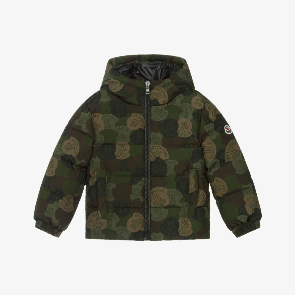 Moncler Enfant-Boys Green 'Escer' Camouflage Puffer Jacket | Childrensalon