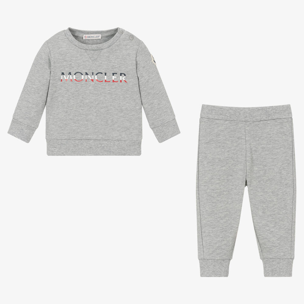 Moncler Enfant-Boys Grey Cotton Tracksuit | Childrensalon