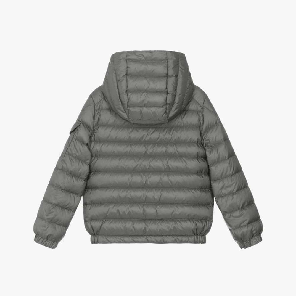 Moncler Enfant-Boys Grey Down Hooded Puffer Lauros Jacket | Childrensalon