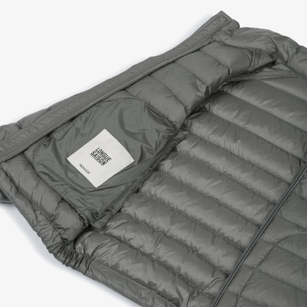 Moncler Enfant-Boys Grey Down Hooded Puffer Lauros Jacket | Childrensalon