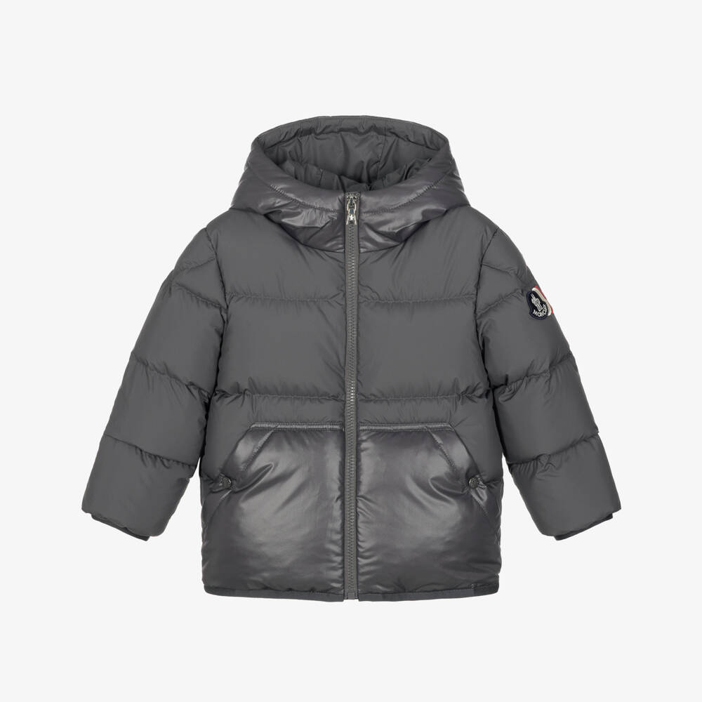 Moncler Enfant-Boys Grey Down Padded Barin Jacket | Childrensalon