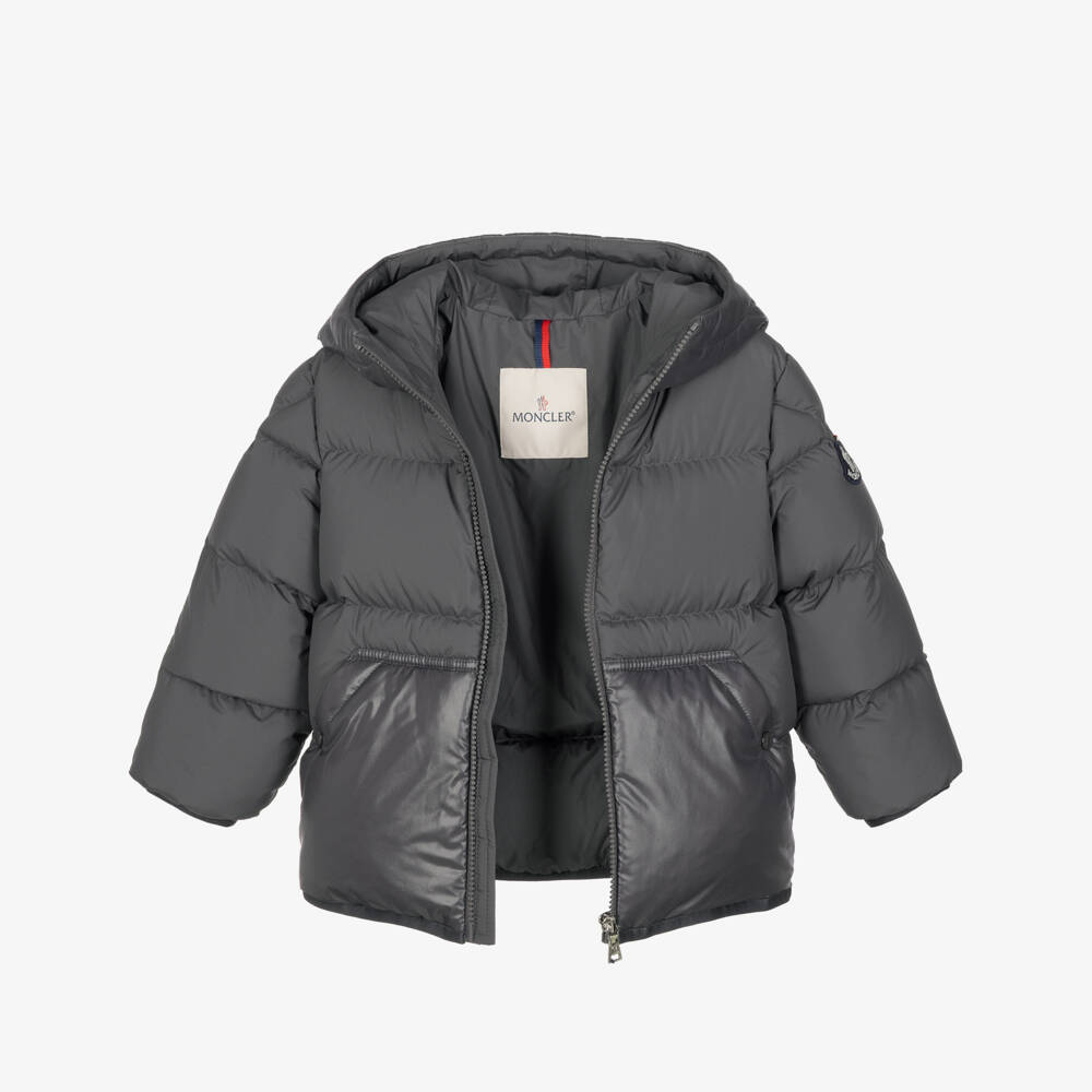 Moncler Enfant-Boys Grey Down Padded Barin Jacket | Childrensalon
