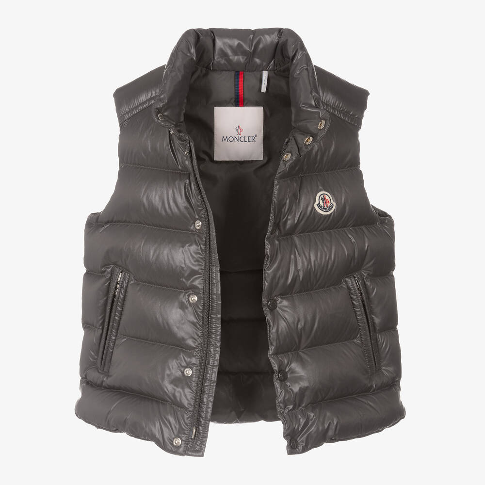 Moncler Enfant-Boys Grey Down Padded Tib Puffer Gilet | Childrensalon