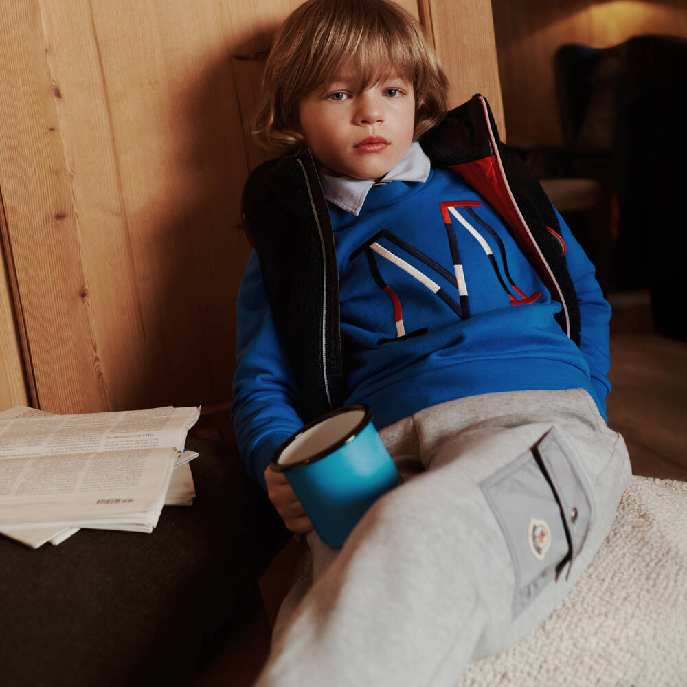 Moncler Enfant-Джоггеры серые хлопковые с карманами для мальчиков | Childrensalon