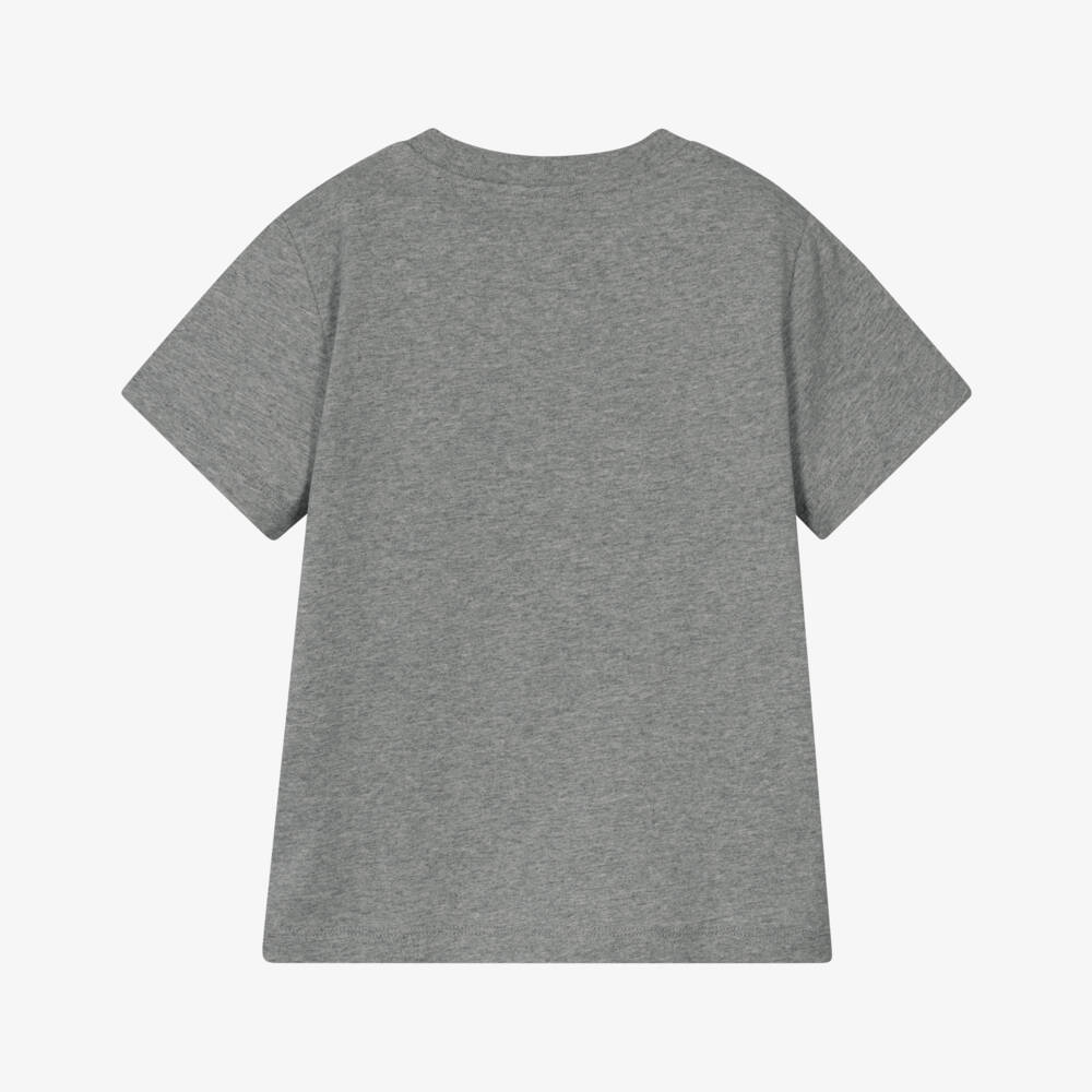 Moncler Enfant-Boys Grey Marl Cotton T-Shirt with Logo | Childrensalon